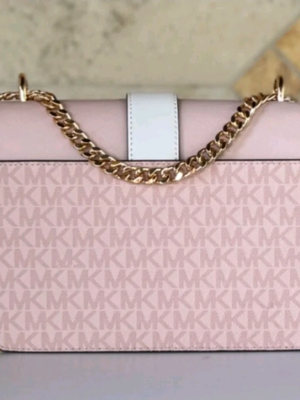 Michael Kors Greenwich Small Flap Shoulder Crossbody Bag MK Pink Multi